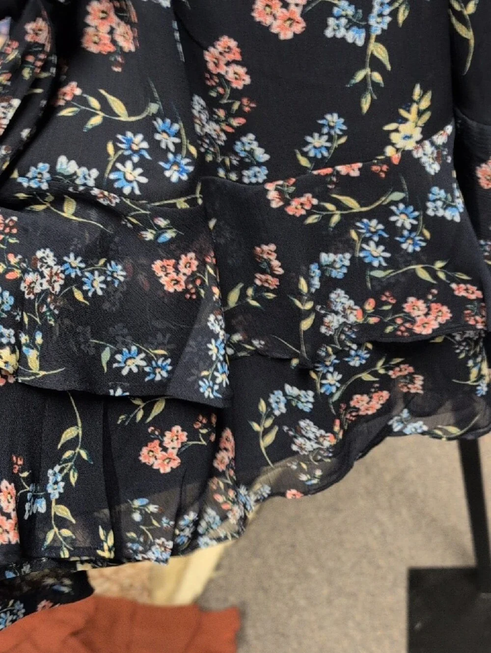 Express Navy Floral Tiered Dress with Delicate Blooms - Picture 8 of 8
